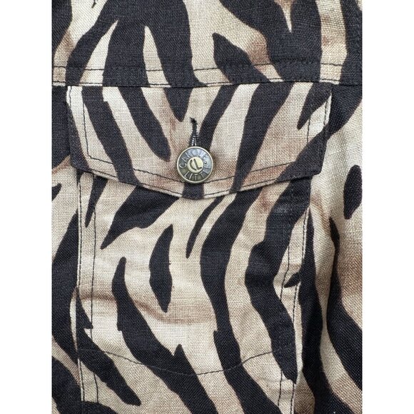 Carole Little Jacket 2X 100% Linen Zebra Animal Mod Wife Night Lux Barbiecore - Picture 8 of 9